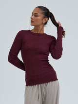 Seamless Basic Wooly Long Sleeve | Wool Silk Blouse Vineyard