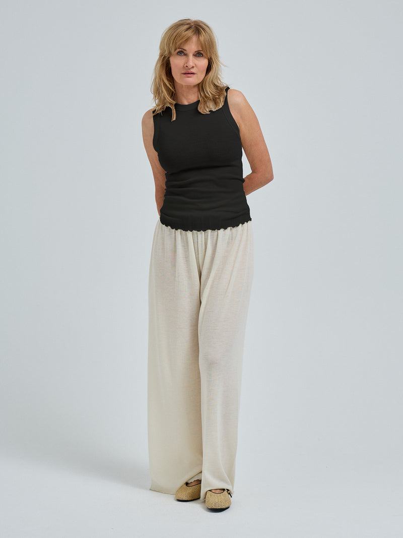 Seamless Basic Wooly Tank | Wool Silk Tank Top Black