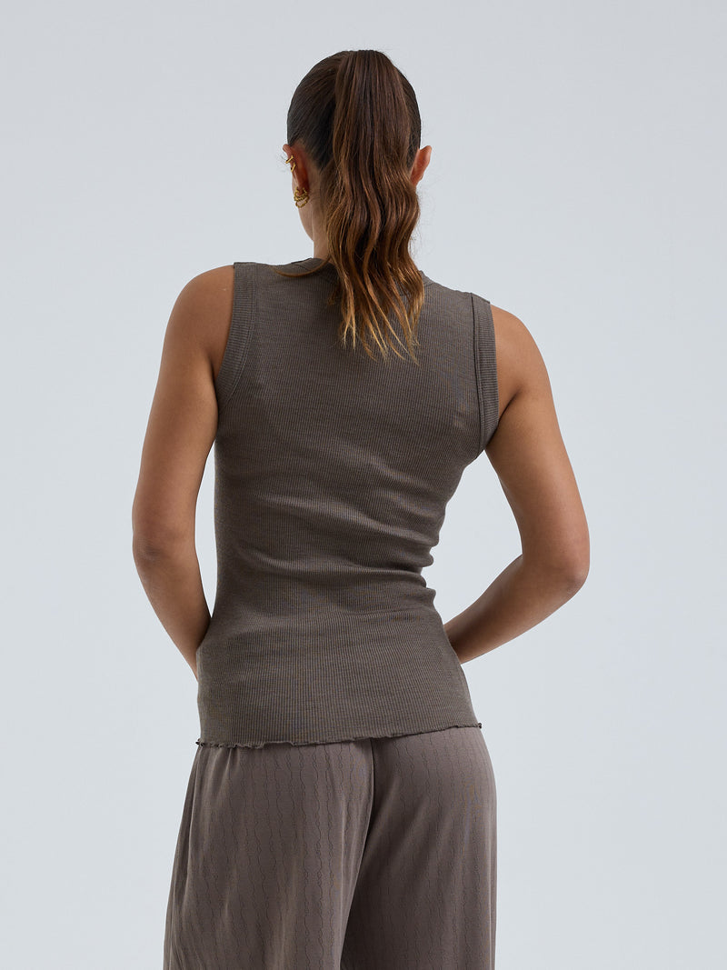 Seamless Basic Wooly Tank | Wool Silk Tank Top Fungi
