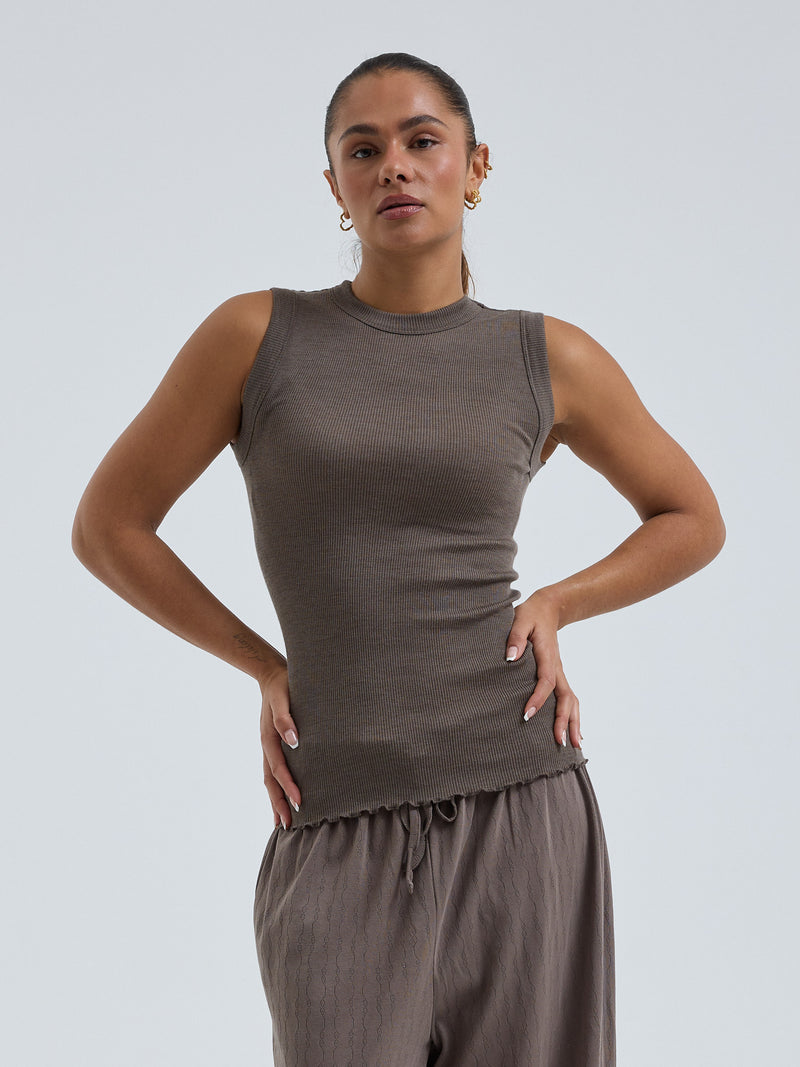 Seamless Basic Wooly Tank | Wool Silk Tank Top Fungi