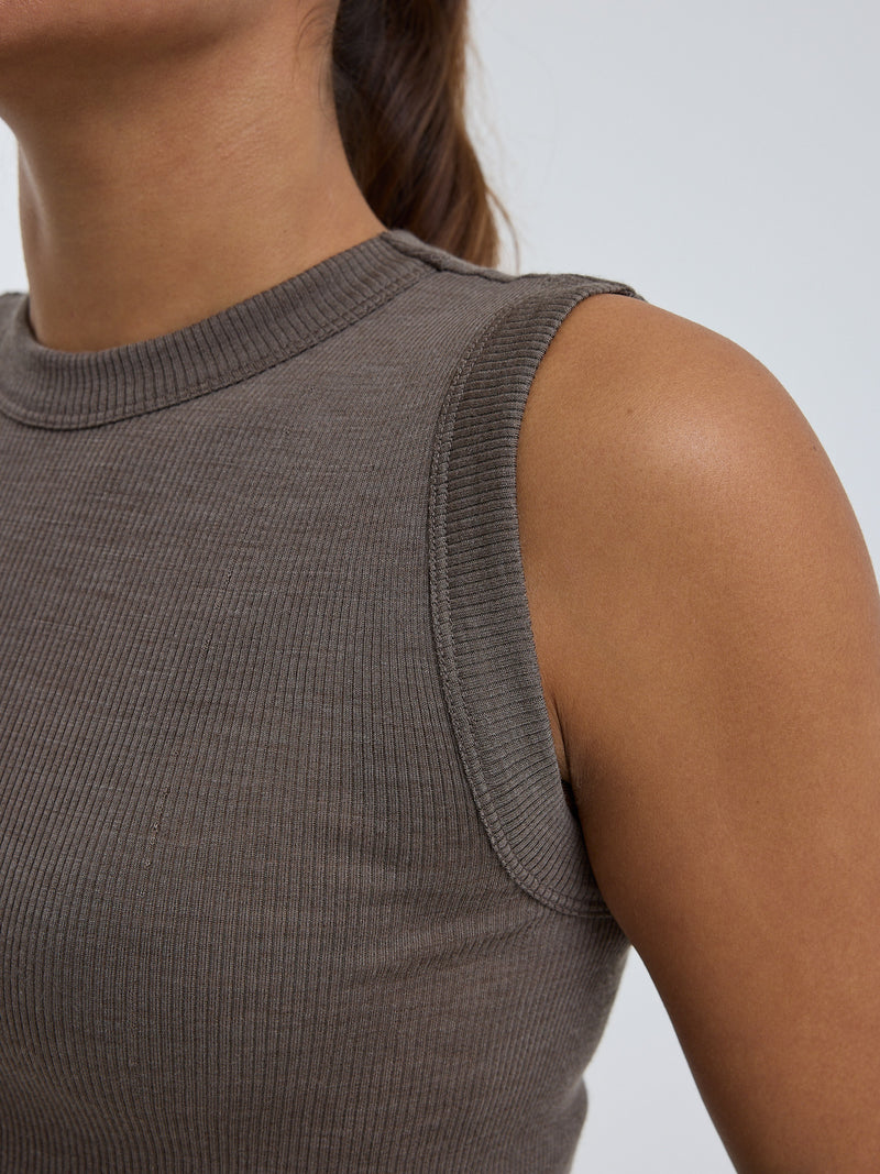 Seamless Basic Wooly Tank | Wool Silk Tank Top Fungi