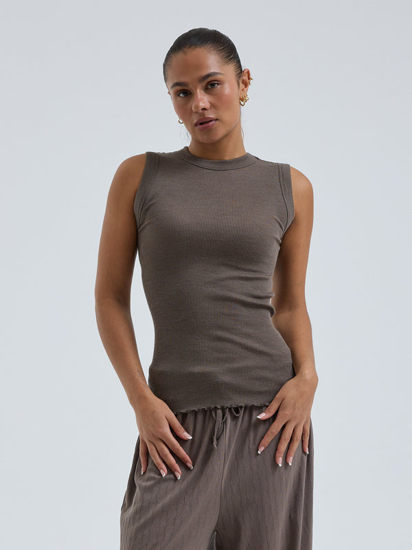 Seamless Basic Wooly Tank | Wool Silk Tank Top Fungi