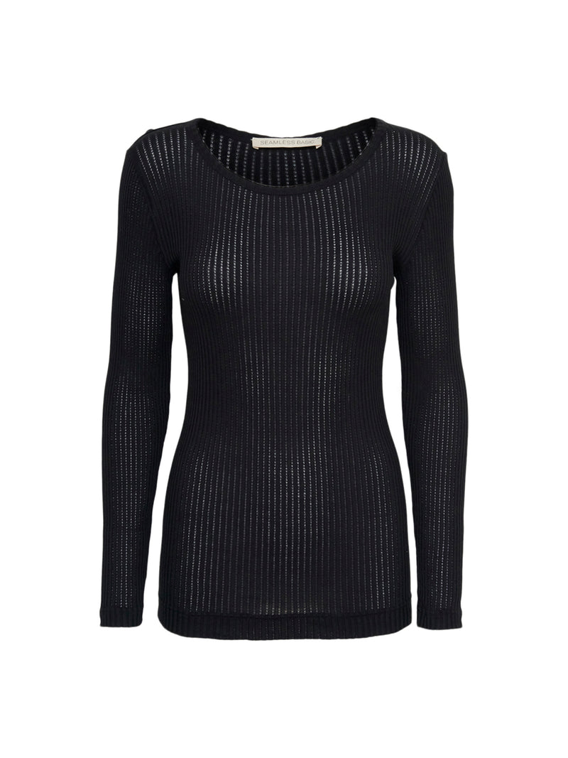 Seamless Basic Alma | Silk L/S T-Shirt Black