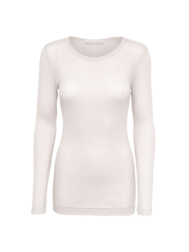 Seamless Basic Alma | Silk L/S T-Shirt Off-White