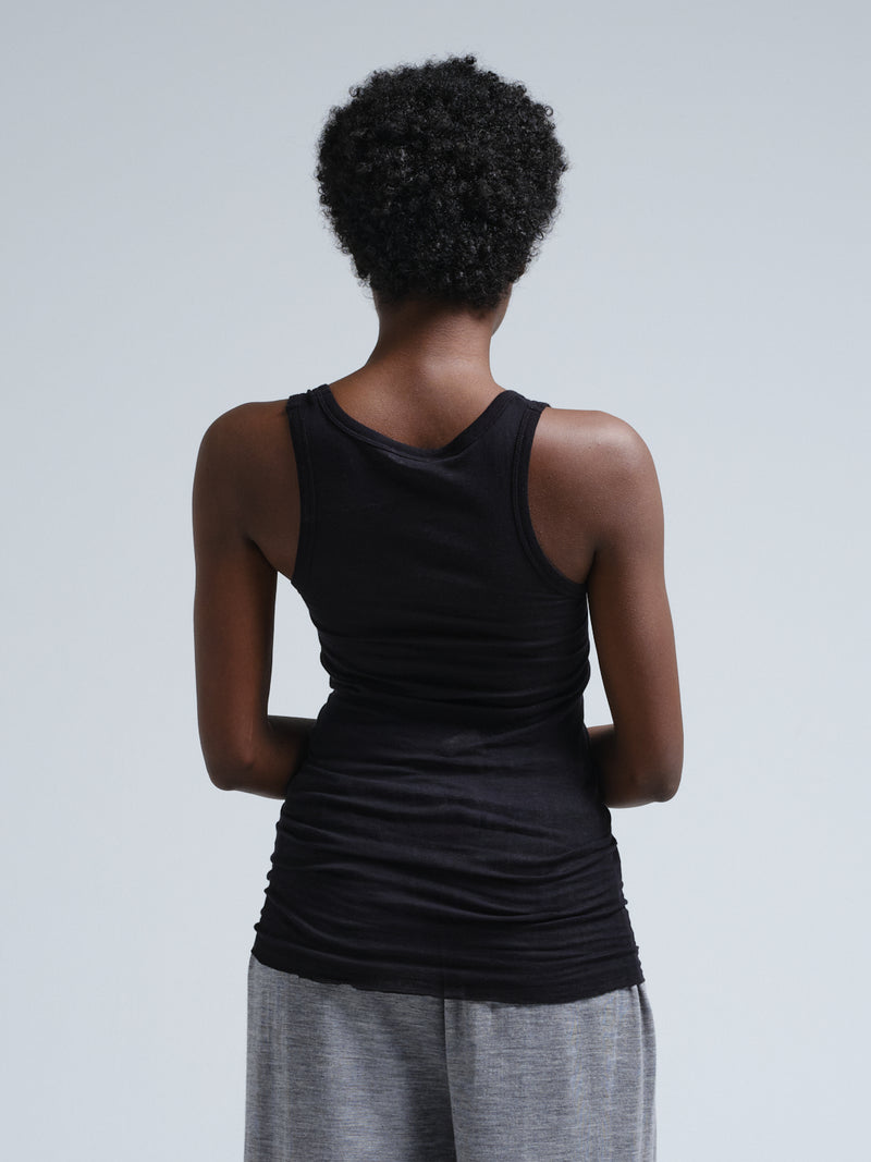 Flounce-detail Camisole Top - Black - Ladies