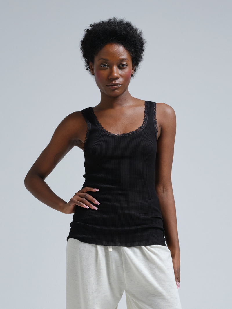 Seamless Basic Donna | Egyptian Cotton Tank Top Black