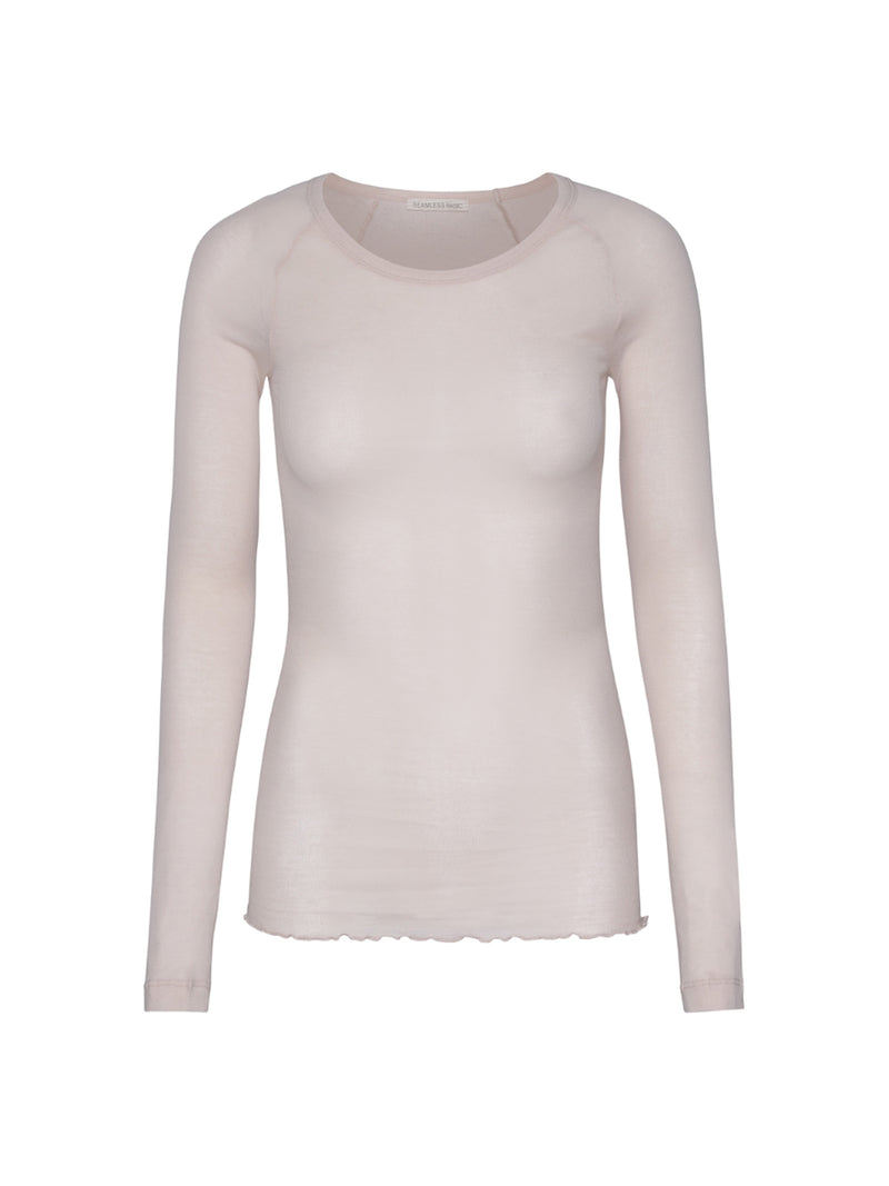 Seamless Basic Elvira | Cotton L/S T-Shirt Rosie Beige