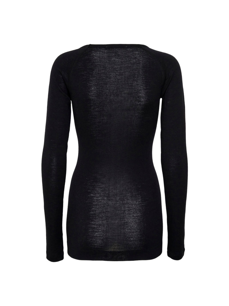 Seamless Basic Jade | Merino wool L/S T-Shirt Black