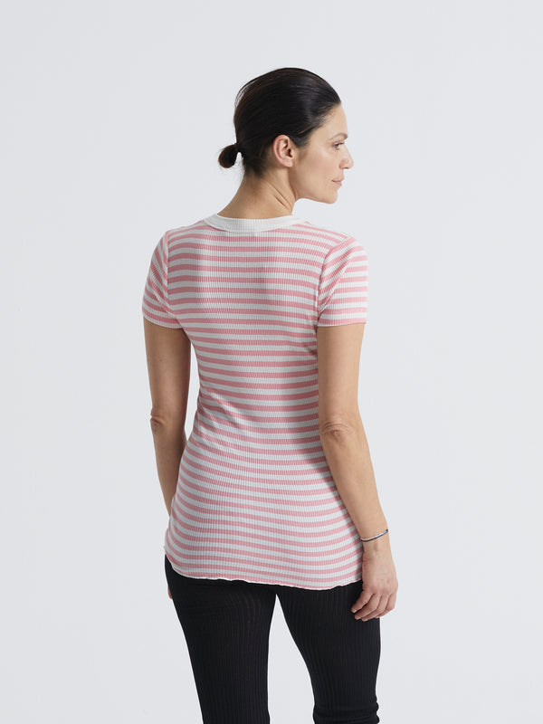 Seamless Basic Silky Tee | Silk S/S T-Shirt Pink/Off-White